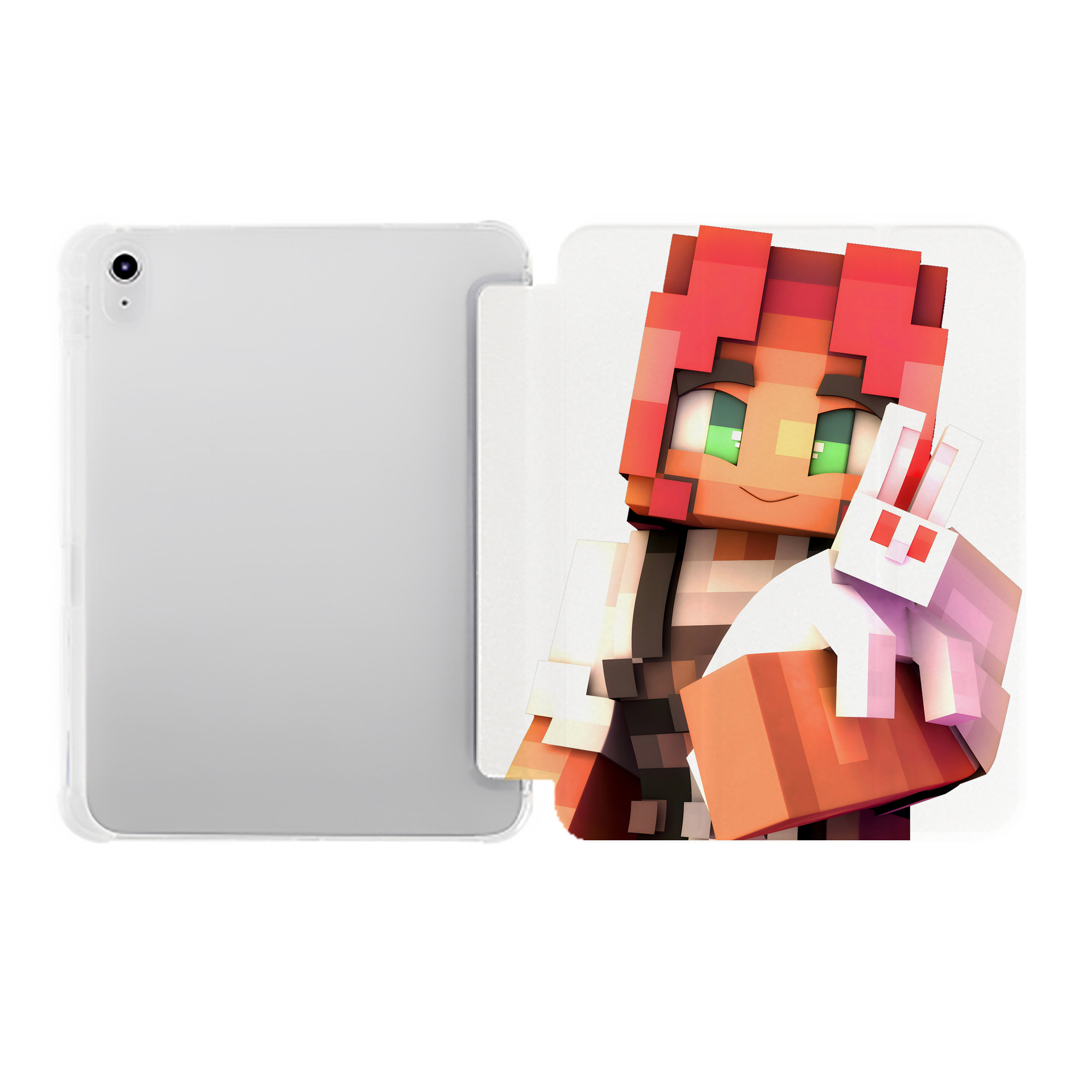 （画像用） マインクラフト ブロックの世界 Minecraft MC Block world IPad ケース ペン収納付き 三つ折りスタンド PUレザー×シリコン 対応機種9.5/10.5/10.9インチ